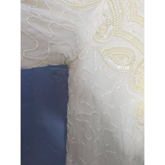 Adrian Papier Womens Ivory Beaded Silk Jacket 24 sz PS Evening - Picture 12 of 16